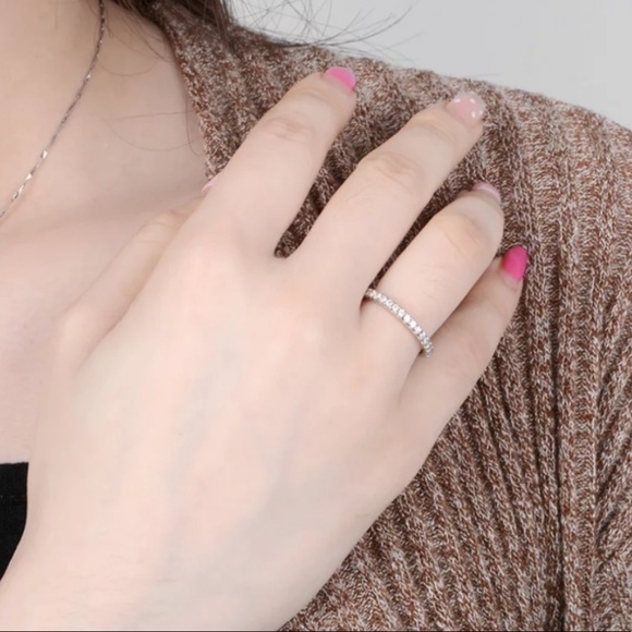 NEW 18K White Gold Diamond Eternity Stackable Ring - Picture 6 of 8